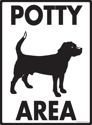 Potty Area with Dog Standing Image Exterior Aluminum Dog Pooping Sign