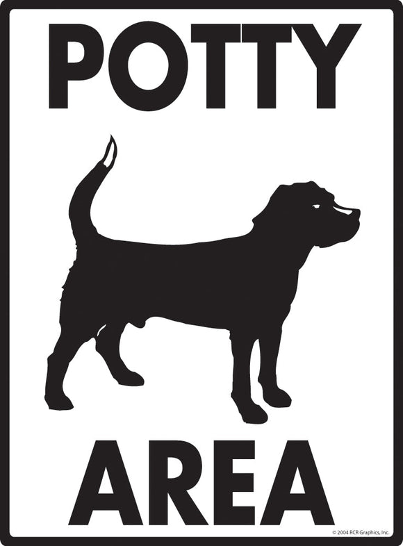 Potty Area with Dog Standing Image Exterior Aluminum Dog Pooping Sign