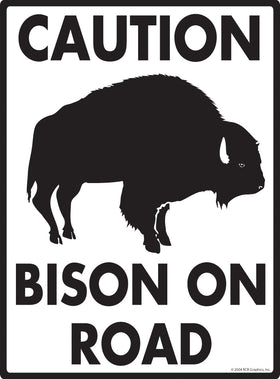 Caution Bison On Road Sign