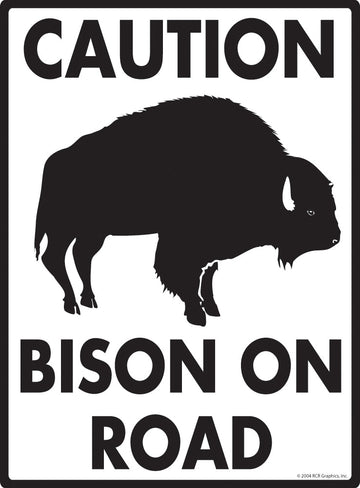 Caution Bison On Road Sign