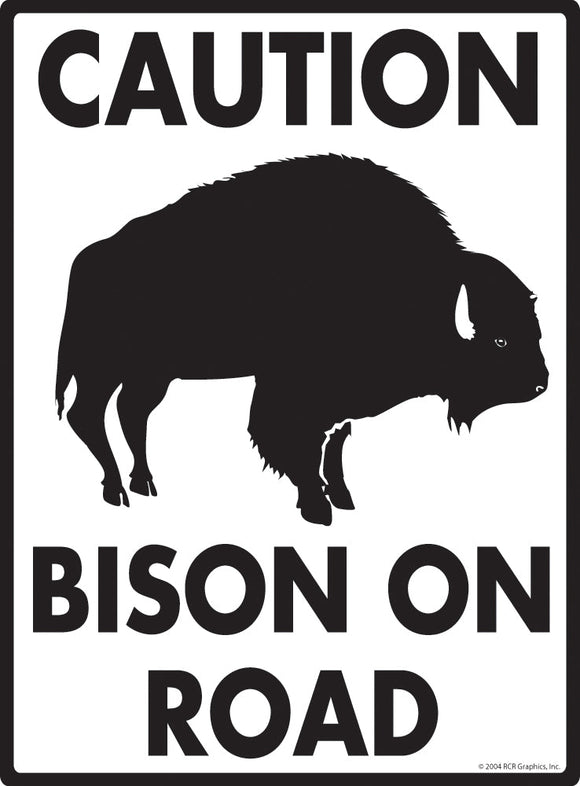 Caution Bison On Road Sign