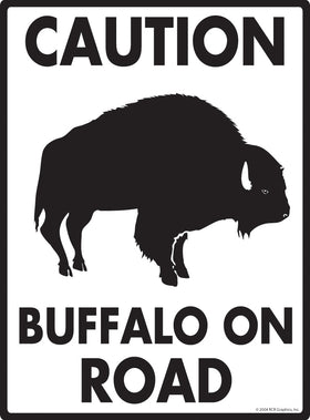 Caution Buffalo On Road Sign