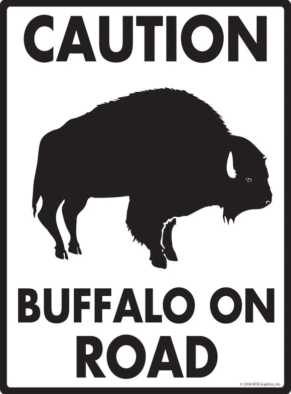 Caution Buffalo On Road Sign
