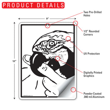 Warning Parrot Biting Finger Aluminum Sign - 9x12 Inch, Weatherproof - 0