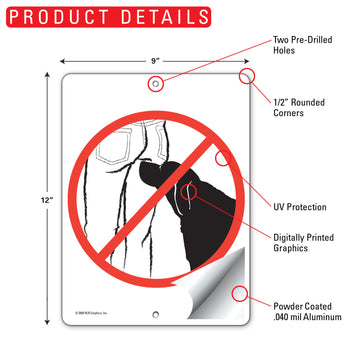 No Butt Sniffing Dog Aluminum Sign - 9x12 Inch, Heavy Duty Weatherproof Yard - 0