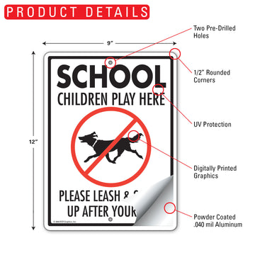 School Children Play Here Aluminum Sign - 9x12 Inch, Weatherproof Lawn - 0