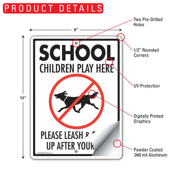 School Children Play Here Dog Poop Sign (9" x 12")
