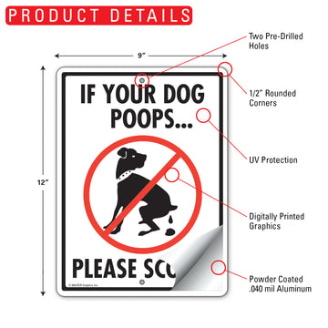 If Your Dog Poops Please Scoop Aluminum Sign - 9x12 Inch, Weatherproof Lawn - 0