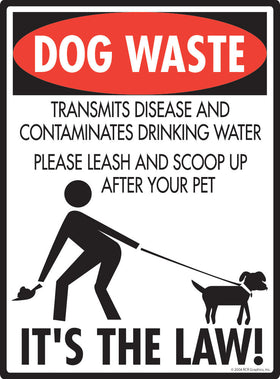 Dog Waste - It Is the Law Exterior Dog Pooping Aluminum Sign