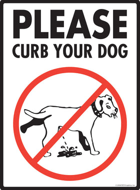 Please Curb Your Dog Exterior Dog Peeing Aluminum Sign
