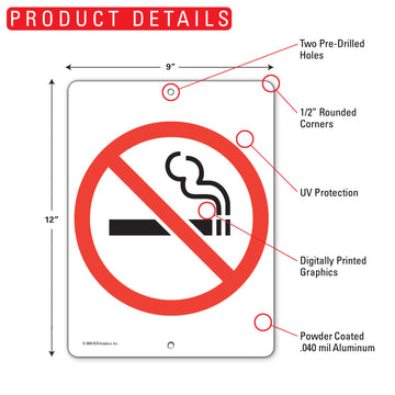 No Smoking With Symbol Sign (9" x 12") - 0