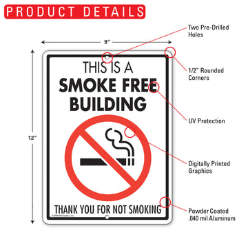 This Is A Smoke Free Building Sign (9" x 12") - 0