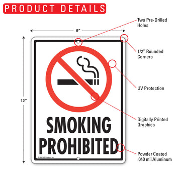 Smoking Prohibited Sign (9" x 12") - 0