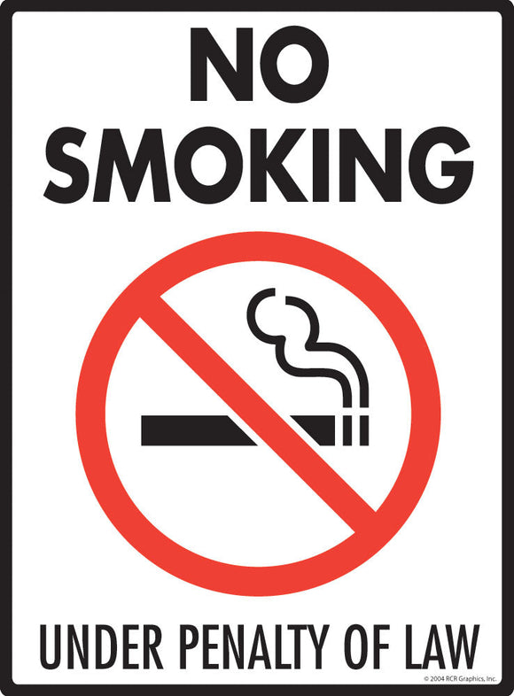 No Smoking Under Penalty of Law Sign