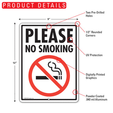 Please No Smoking Sign (9" x 12") - 0