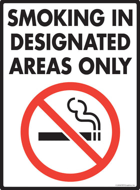 Smoking in Designated Areas Only Sign