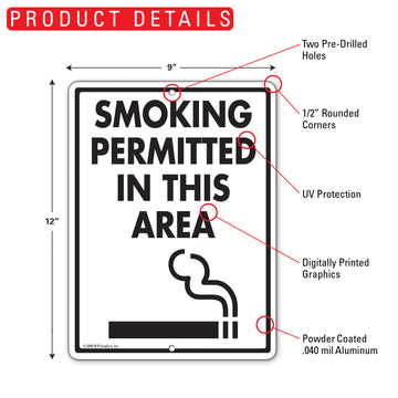 Smoking Permitted In This Area Sign (9" x 12") - 0