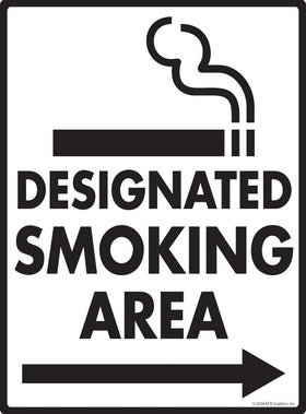 Designated Smoking Area - Right Arrow Sign