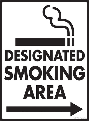 Designated Smoking Area - Right Arrow Sign