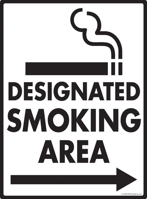 Designated Smoking Area - Right Arrow Sign