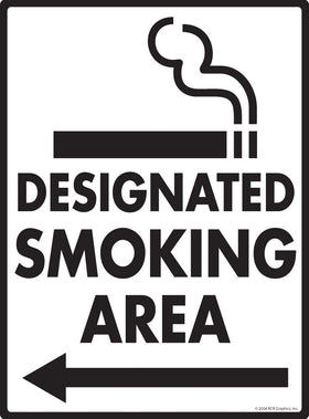 Designated Smoking Area - Left Arrow Sign