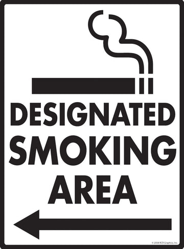 Designated Smoking Area - Left Arrow Sign