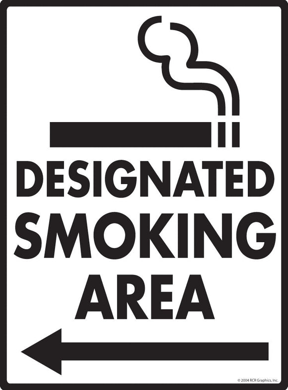 Designated Smoking Area - Left Arrow Sign