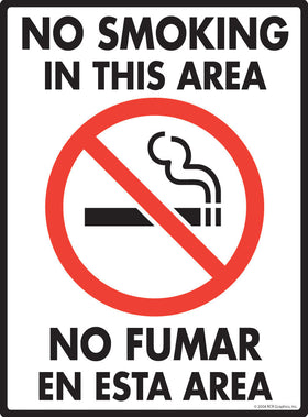 No Smoking in This Area - No Fumar Sign