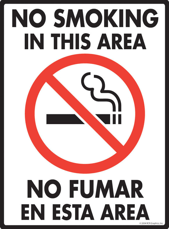 No Smoking in This Area - No Fumar Sign