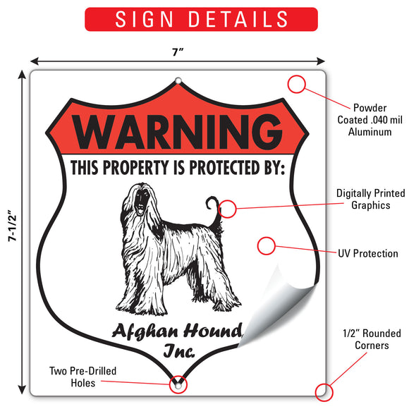 Afghan Hound! Property is Protected Badge Sign or Sticker