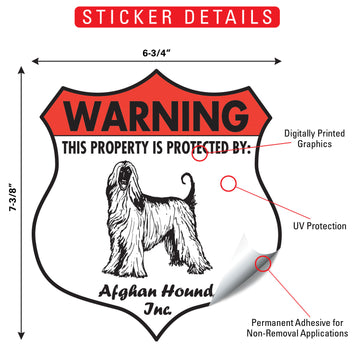 Afghan Hound! Property is Protected Badge Aluminum Sign or Vinyl Sticker - Weatherproof, Yard - 0