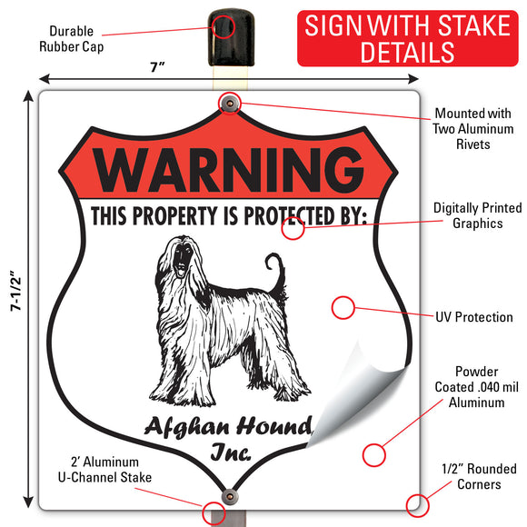 Afghan Hound! Property is Protected Badge Sign or Sticker