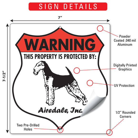 Airedale Terrier! Property is Protected Badge Sign or Sticker