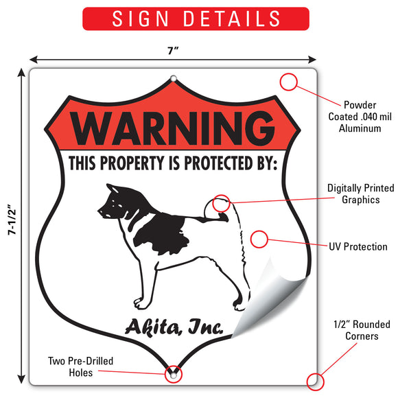 Akita! Property is Protected Badge Sign or Sticker