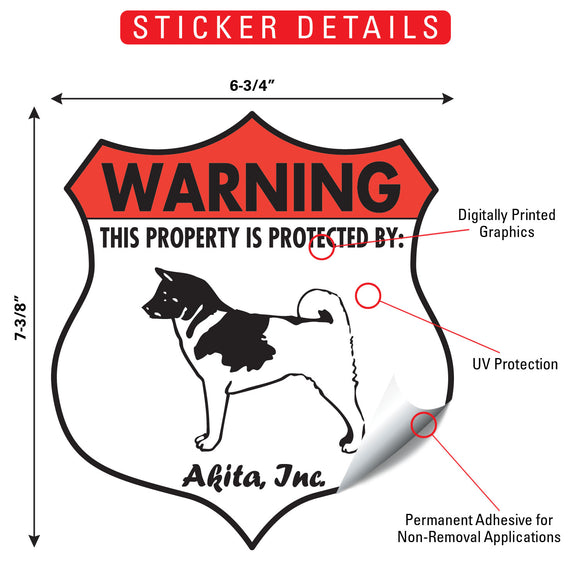 Akita! Property is Protected Badge Sign or Sticker