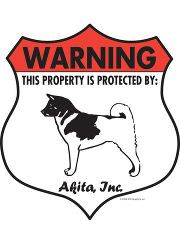 Akita! Property is Protected Badge Aluminum Sign or Vinyl Sticker - Weatherproof, Yard