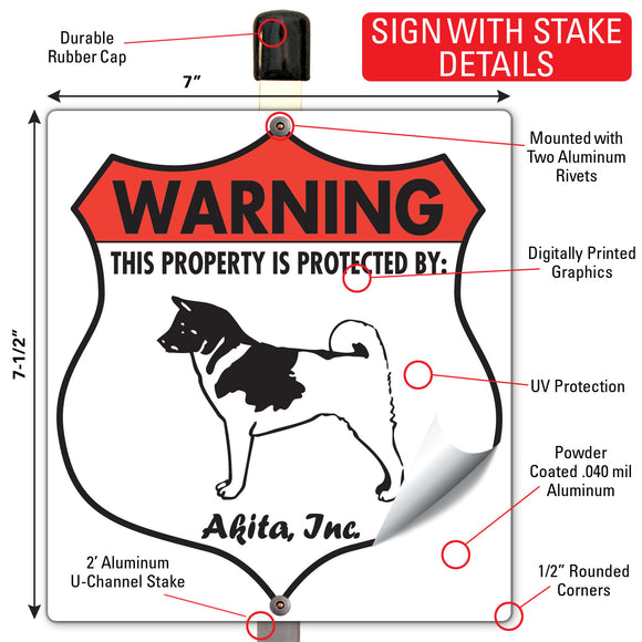 Akita! Property is Protected Badge Sign or Sticker