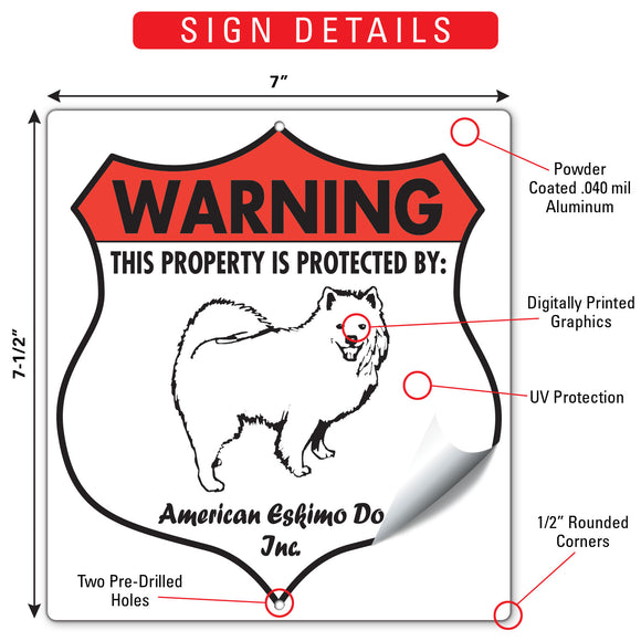 American Eskimo! Property is Protected Badge Sign or Sticker