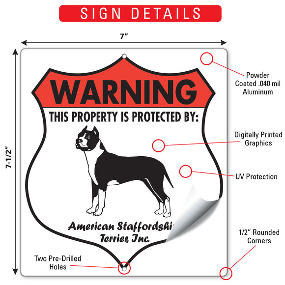 American Staffordshire Terrier! Property is Protected Badge Sign or Sticker