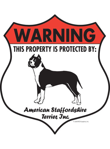 American Staffordshire Terrier! Property Patrolled Badge Sign or Sticker