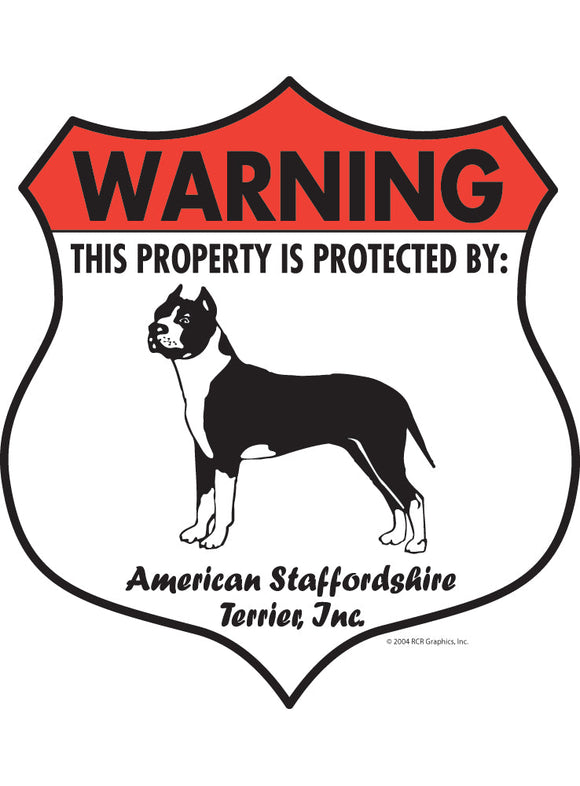 American Staffordshire Terrier! Property Patrolled Badge Sign or Sticker