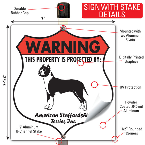 American Staffordshire Terrier! Property is Protected Badge Sign or Sticker