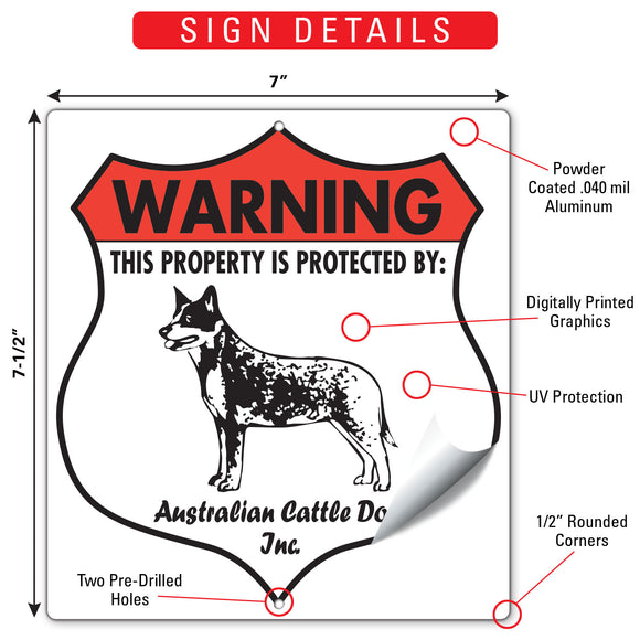 Australian Cattle Dog! Property is Protected Badge Sign or Sticker