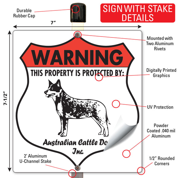 Australian Cattle Dog! Property is Protected Badge Sign or Sticker