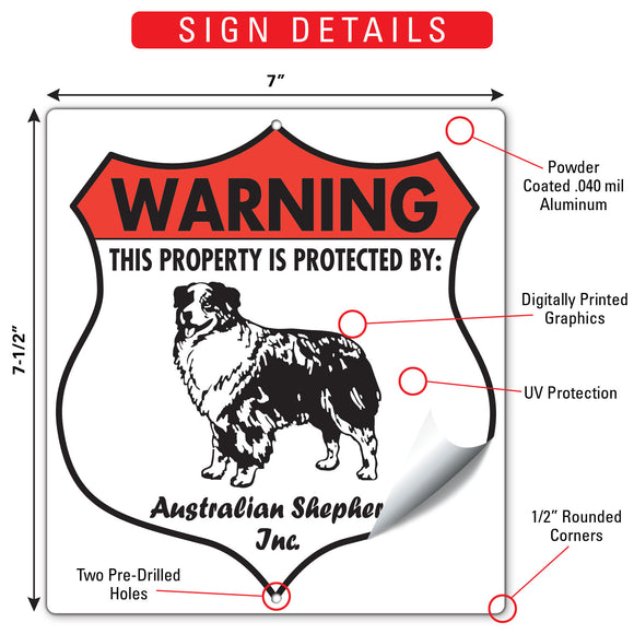 Australian Shepherd! Property is Protected Badge Sign or Sticker