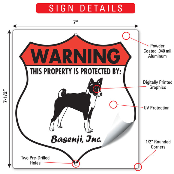 Basenji! Property is Protected Badge Sign or Sticker