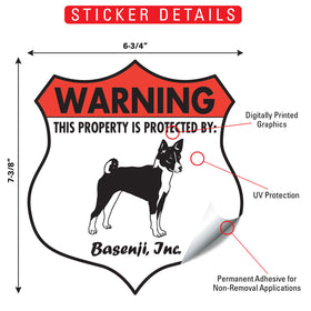 Basenji! Property is Protected Badge Sign or Sticker - 0