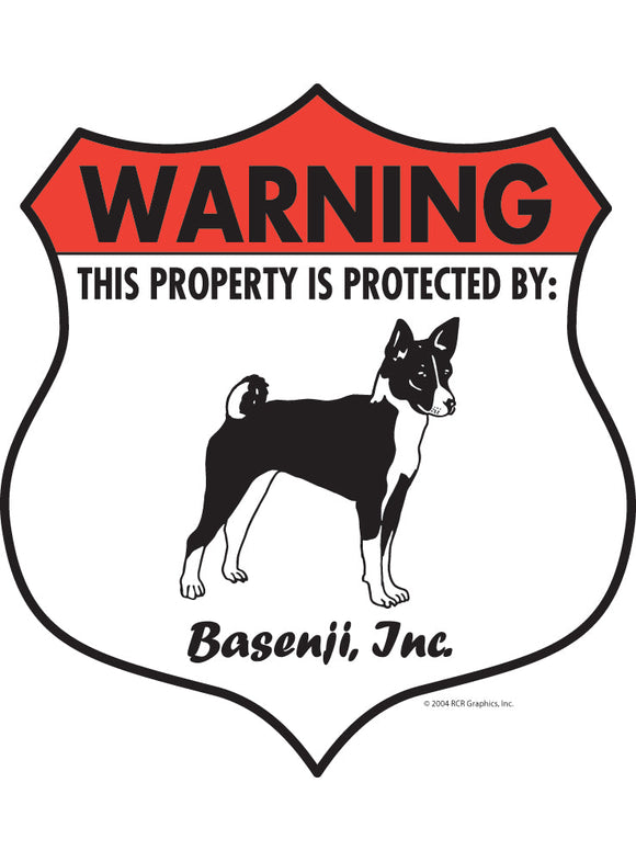 Basenji! Property Patrolled Badge Sign or Sticker