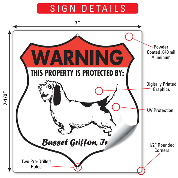 Basset Griffon! Property is Protected Badge Sign or Sticker