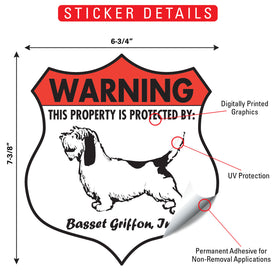 Basset Griffon! Property is Protected Badge Sign or Sticker - 0